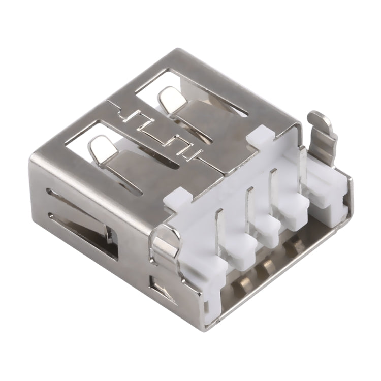 50 PCS USB 2.0 AF 90 Degrees Heavy Plate Connector without Edge, PBT White, Iron Case, Electroplated Semi-tin 1u