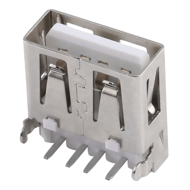 50 PCS USB 2.0 AF 90 Degrees Heavy Plate Connector without Edge, PBT White, Iron Case, Electroplated Semi-tin 1u
