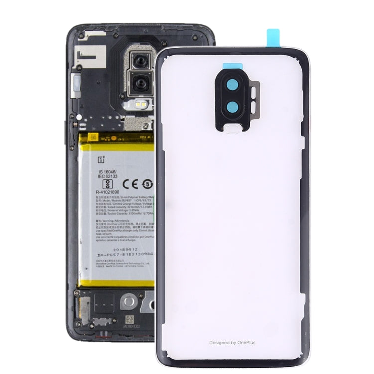 For OnePlus 6T Battery Back Cover with Camera Lens (Transparent)