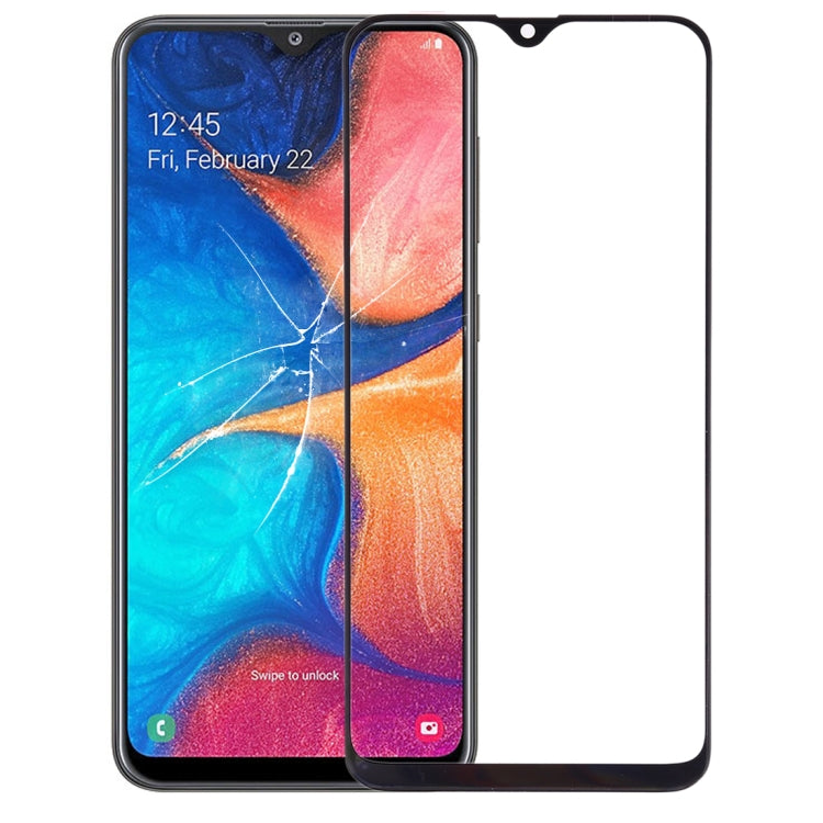 For Galaxy A20  Front Screen Outer Glass Lens (Black)