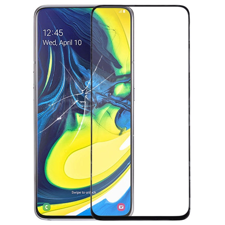 For Galaxy A90 / A80  Front Screen Outer Glass Lens (Black)