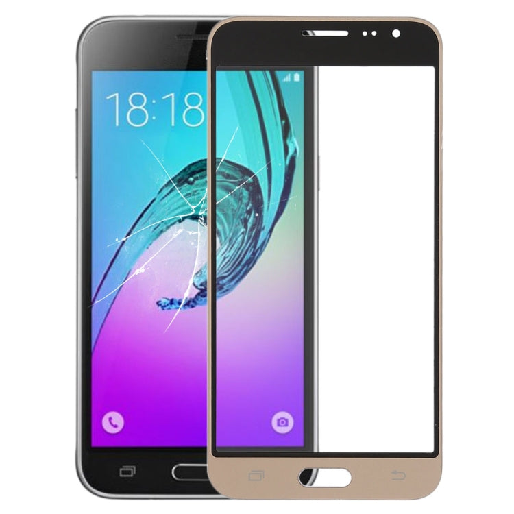 For Galaxy J3 (2016) / J320FN / J320F / J320G / J320M / J320A / J320V / J320P Front Screen Outer Glass Lens (Gold)