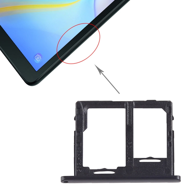 For Galaxy Tab A 10.5 inch T595 (4G Version) SIM Card Tray + Micro SD Card Tray (Black)