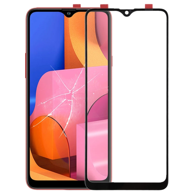 For Galaxy A20s Front Screen Outer Glass Lens (Black)