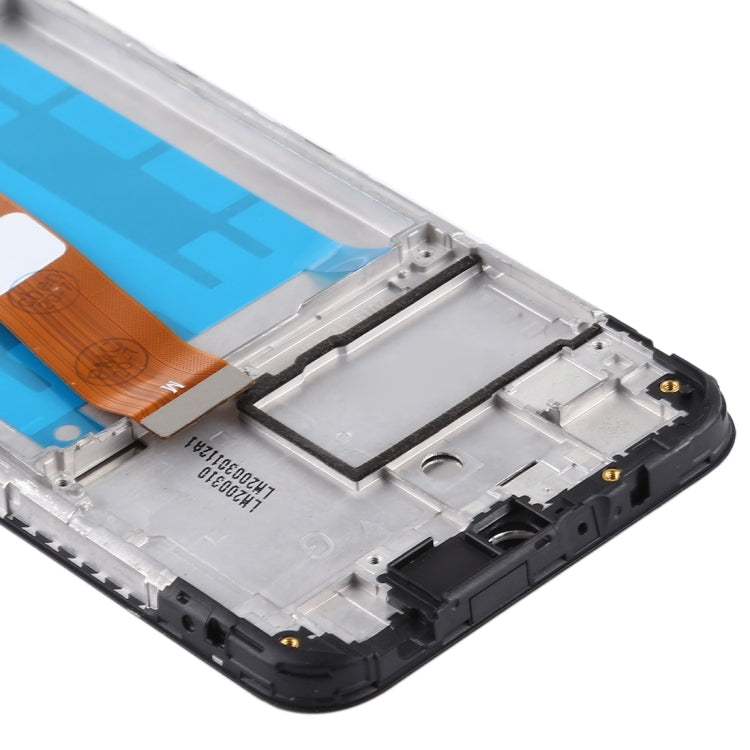 OEM LCD Screen (Flex Cable Wide) for Samsung Galaxy A01 Digitizer Full Assembly with Frame (Black)