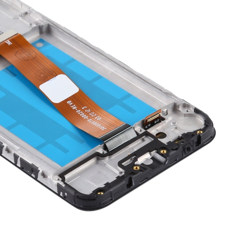 OEM LCD Screen (Flex Cable Wide) for Samsung Galaxy A01 Digitizer Full Assembly with Frame (Black)