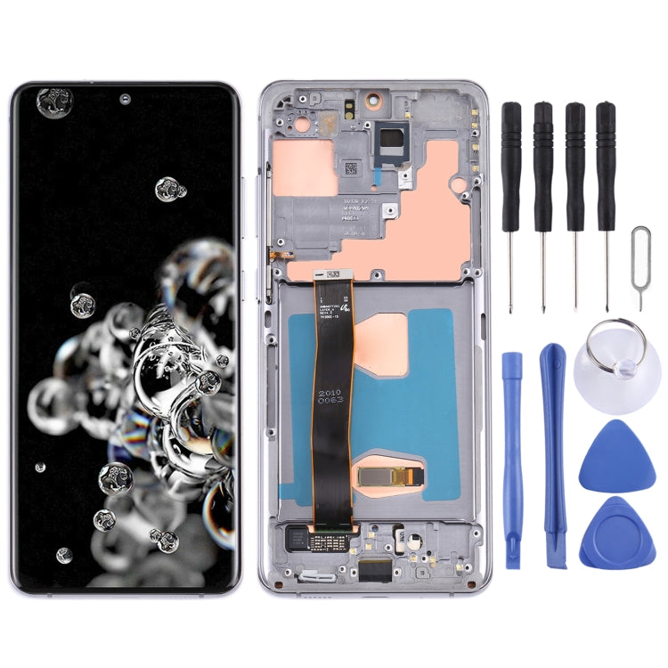 Original Super AMOLED LCD Screen for Samsung Galaxy S20 Ultra 4G/S20 Ultra 5G Digitizer Full Assembly with Frame