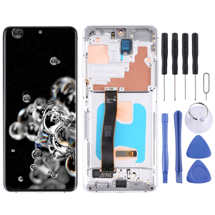 Original Super AMOLED LCD Screen for Samsung Galaxy S20 Ultra 4G/S20 Ultra 5G Digitizer Full Assembly with Frame