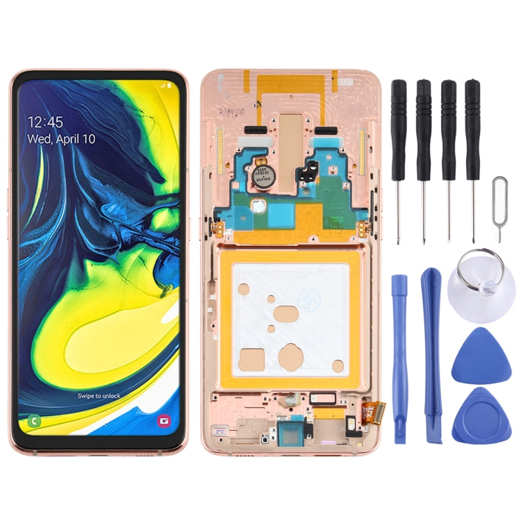 TFT LCD Screen for Samsung Galaxy A80 Digitizer Full Assembly with Frame (Gold)