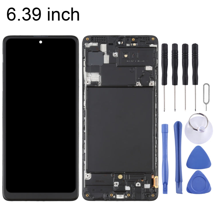 OLED LCD Screen for Samsung Galaxy A71 SM-A715(6.39 inch) Digitizer Full Assembly with Frame (Black)