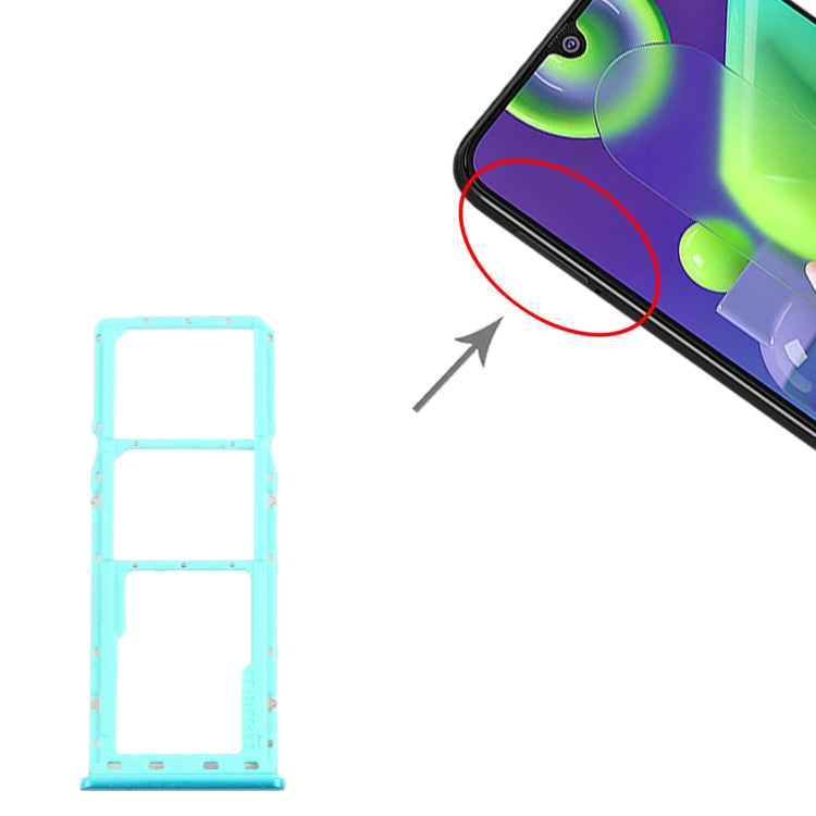 For Samsung Galaxy M21 SM-M215 SIM Card Tray + SIM Card Tray + Micro SD Card Tray