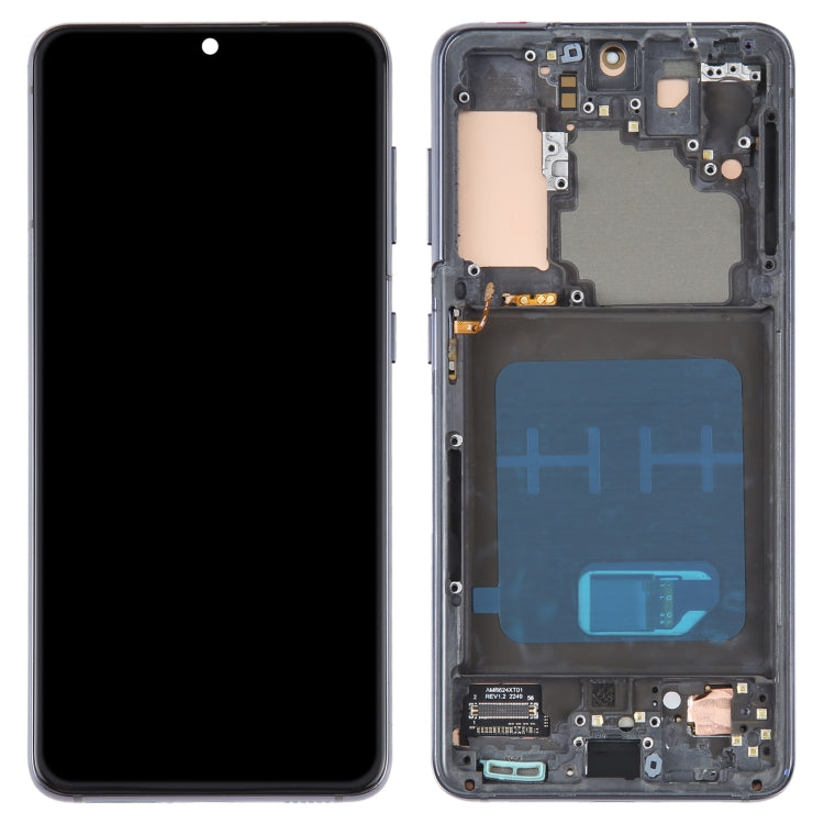 OLED Material LCD Screen for Samsung Galaxy S21 5G SM-G991B Digitizer Full Assembly With Frame (Black)