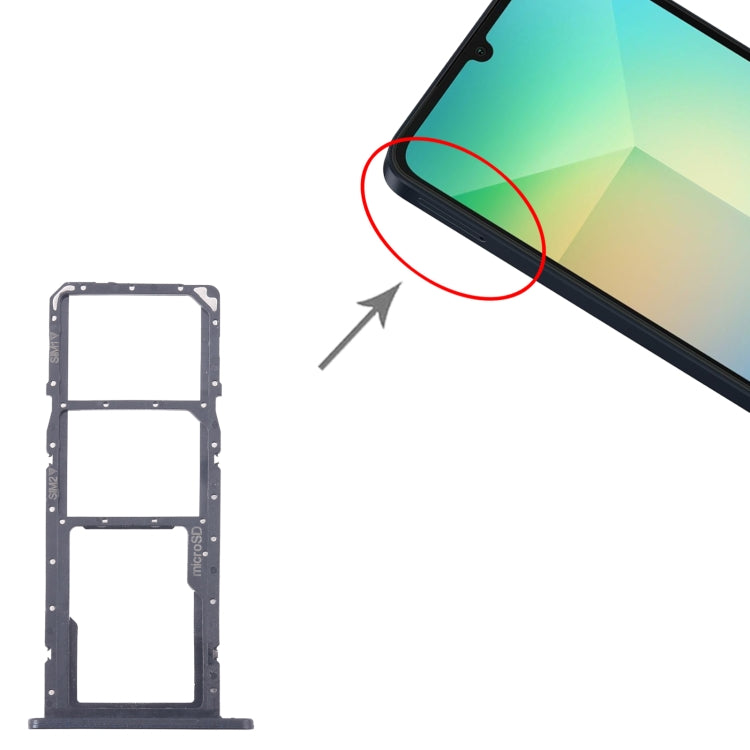 For Samsung Galaxy A06 SM-A065F Original SIM Card Tray + SIM Card Tray + Micro SD Card Tray  - Black