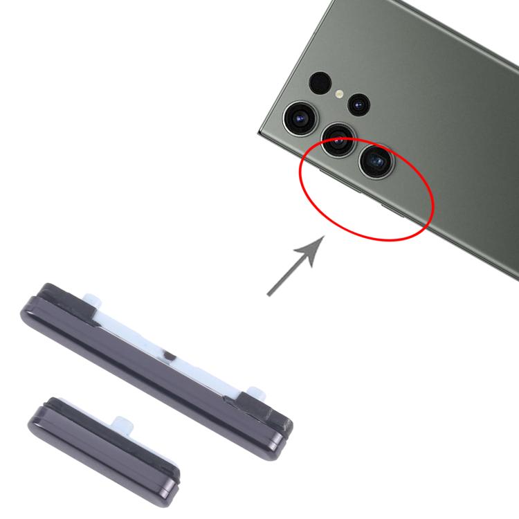 For Samsung Galaxy S23 Ultra SM-S918B 10pcs Power Button and Volume Control Button  - Black