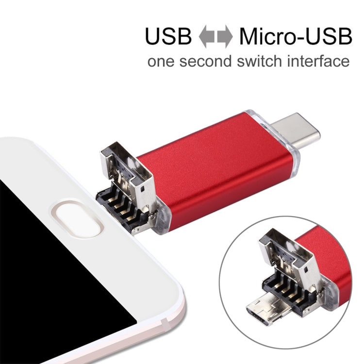 64GB 3 in 1 USB-C / Type-C + USB 2.0 + OTG Flash Disk, For Type-C Smartphones & PC Computer