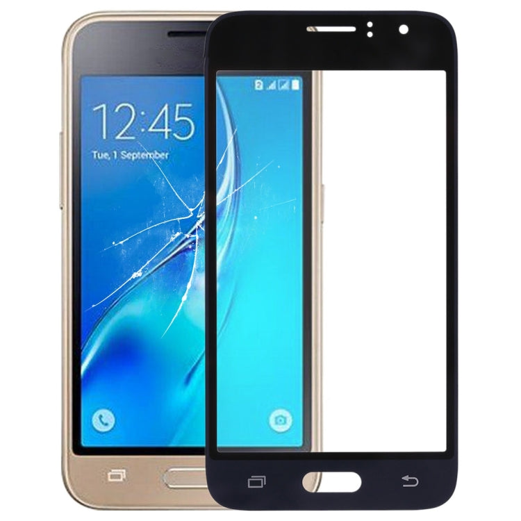 For Galaxy J1 (2016) / J120 Front Screen Outer Glass Lens (Black)