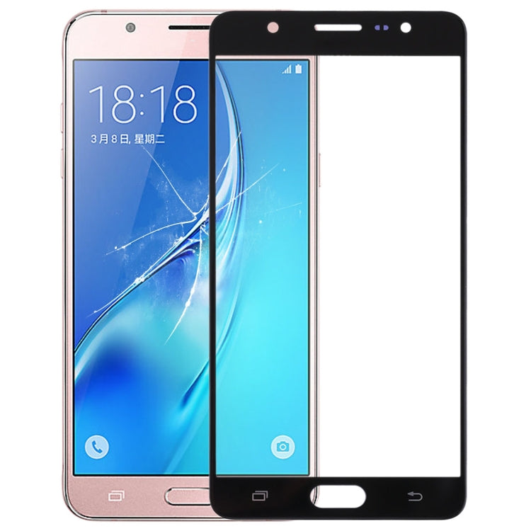 For Galaxy J7 Max Front Screen Outer Glass Lens (Black)