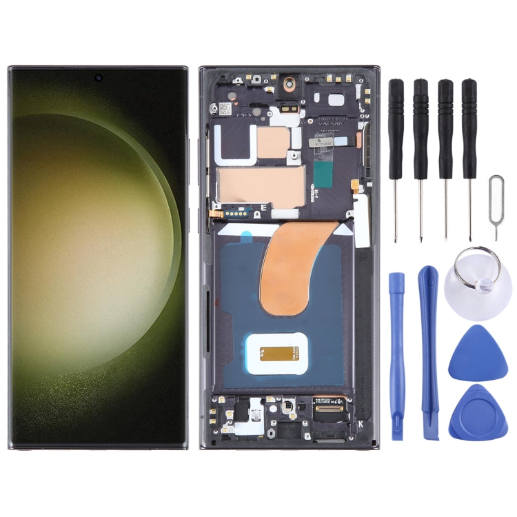 OLED LCD Screen For Samsung Galaxy S23 Ultra 5G SM-S918B EU Edition Digitizer Full Assembly with Frame(Black)