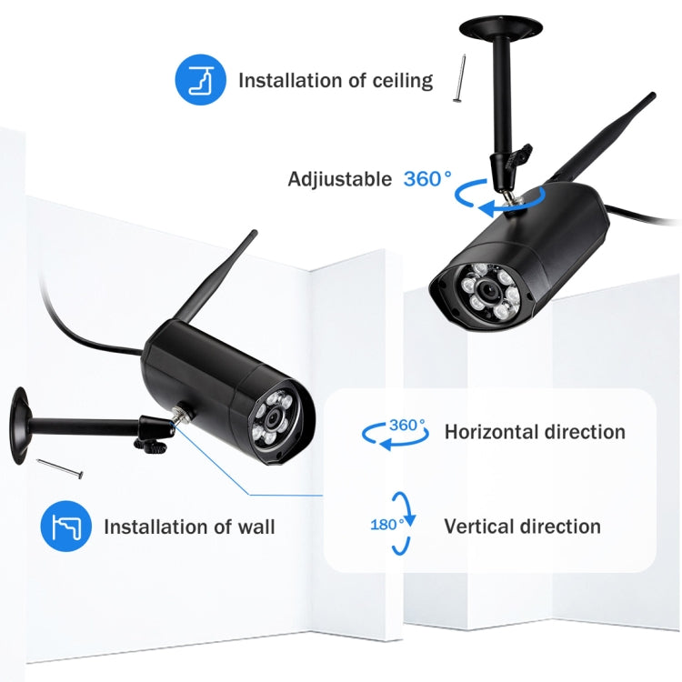 IPCC-KITB19-8CH-960P HD 960P 8CH 1/3.0 inch 1.0MP Waterproof IP Cameras 1080P Wireless NVR Kit, Support Night Vision / Motion Detection
