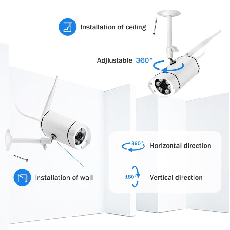 IPCC-KITB19-8CH-960P HD 960P 8CH 1/3.0 inch 1.0MP Waterproof IP Cameras 1080P Wireless NVR Kit, Support Night Vision / Motion Detection