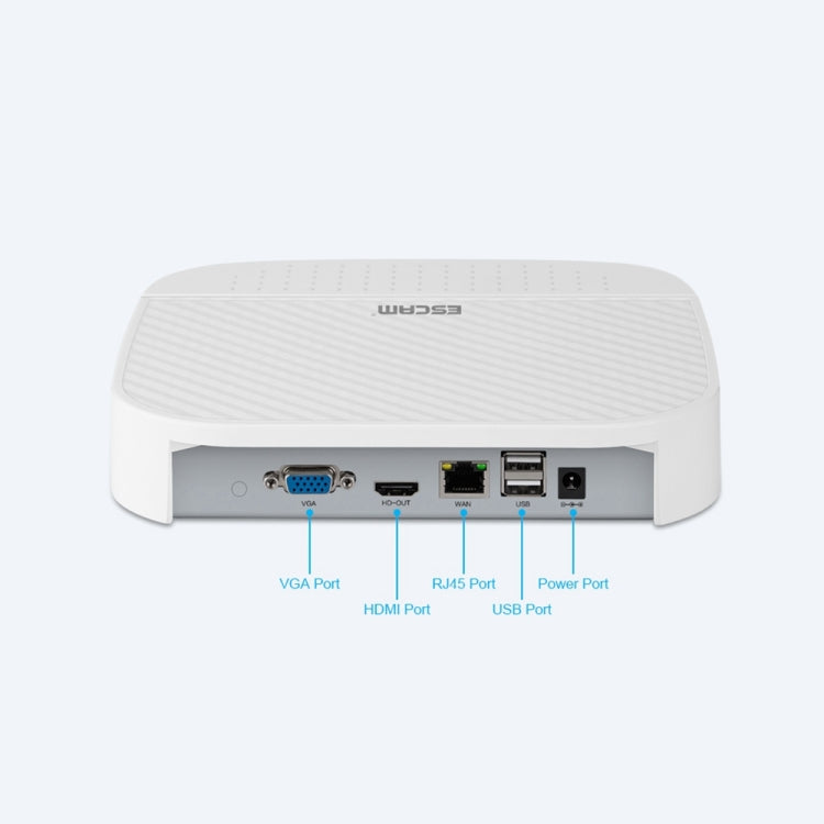 ESCAM PVR208 1080P 8CH+2CH ONVIF NVR Digital Video Recorder with 2CH Cloud Channel for IP Camera System(White)