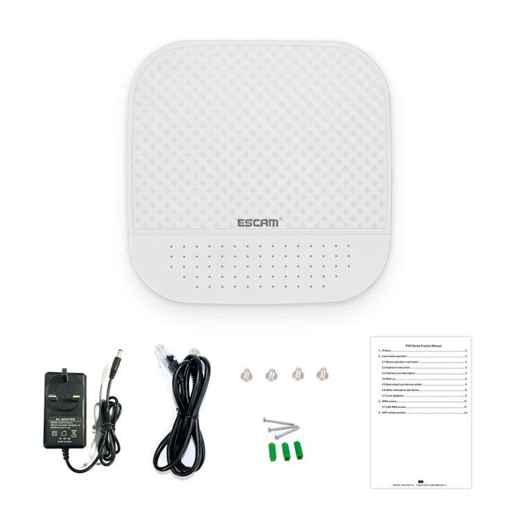 ESCAM PVR208 1080P 8CH+2CH ONVIF NVR Digital Video Recorder with 2CH Cloud Channel for IP Camera System(White)