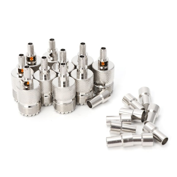 10 Sets UHF Female Jack Crimped RF Connector Coaxial Adapter