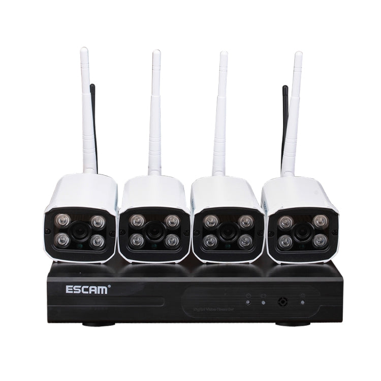 ESCAM WNK403 4CH 1080P 1/4 inch CMOS 2.0 Mega Pixel WiFi Bullet IP Camera NVR Kit, Support Night Vision / Motion Detection
