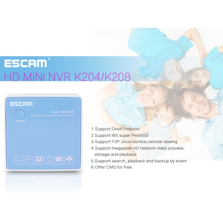 ESCAM NVR K208 8CH Mini NVR Digital Video Recorder, Support VGA / HDMI / USB