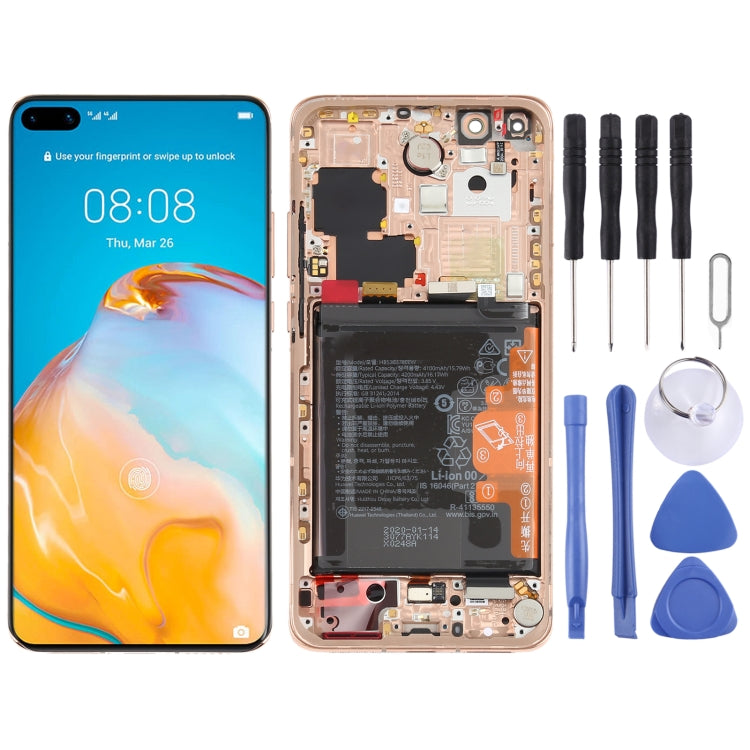 Original OLED LCD Screen for Huawei P40 Pro Digitizer Full Assembly with Frame(Gold)