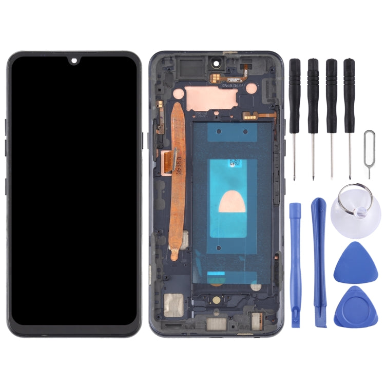 Original LCD Screen for LG G8X ThinQ LMG850EMW LM-G850 Digitizer Full Assembly with Frame (Black)