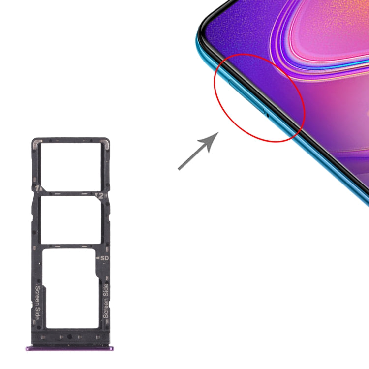 For infinix S4 X626 X626B X610B X626B LTE SIM Card Tray + SIM Card Tray + Micro SD Card Tray (Purple)
