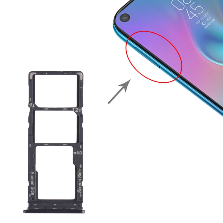 For Tecno Camon 12 Air CC6 SIM Card Tray + SIM Card Tray + Micro SD Card Tray