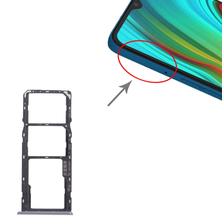 For OPPO Realme C3 RMX2027, RMX2020, RMX2021  SIM Card Tray + SIM Card Tray + Micro SD Card Tray