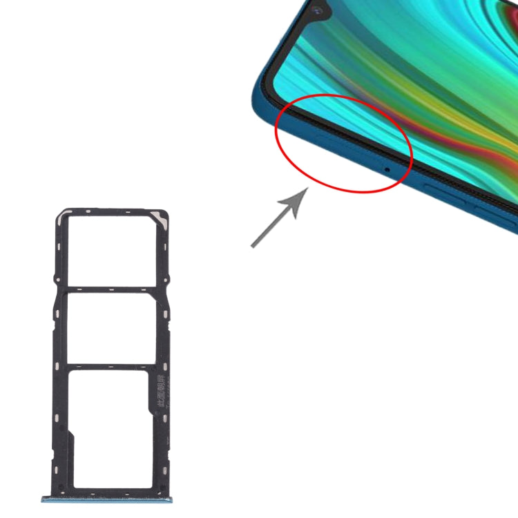 For OPPO Realme C3 RMX2027, RMX2020, RMX2021  SIM Card Tray + SIM Card Tray + Micro SD Card Tray