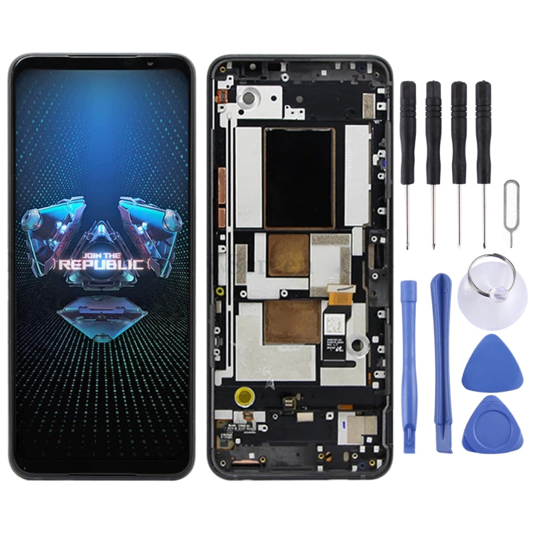 Original AMOLED LCD Screen for Asus ROG Phone 5 ZS673KS 1B048IN I005DB I005DA Digitizer Full Assembly with Frameï¼ˆBlack)