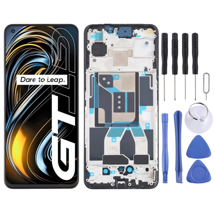 Original Super AMOLED Material LCD Screen and Digitizer Full Assembly with Frame for OPPO Realme GT 5G RMX2202