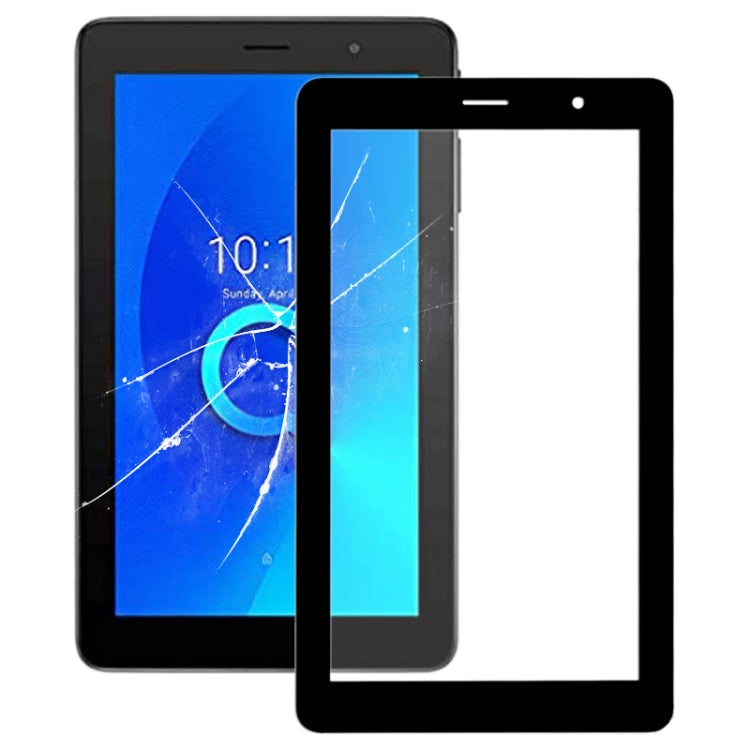 For Alcatel 1T 7 9013A Front Screen Outer Glass Lens (Black)