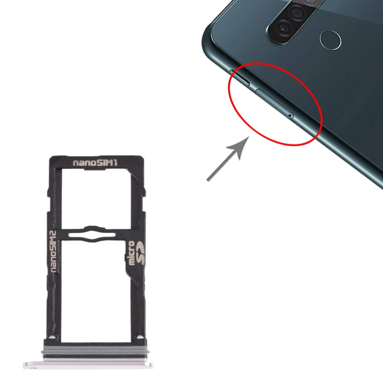 Nano SIM Card Tray + Nano SIM Card Tray / Micro SD Card Tray for LG G8S ThinQ LMG810, LM-G810, LMG810EAW