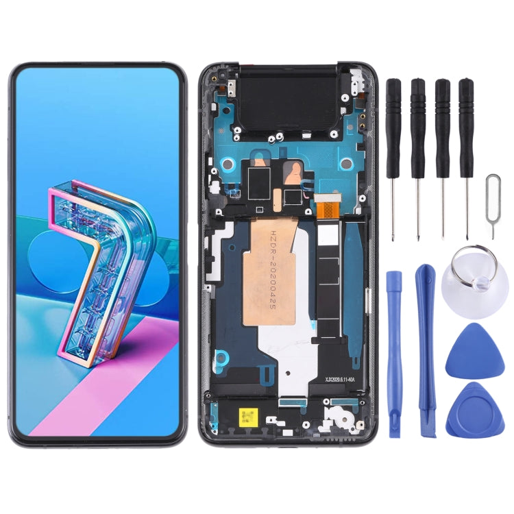 Original 90Hz AMOLED LCD Screen for Asus Zenfone 7 Pro / Zenfone 7 ZS670KS ZS671KS Digitizer Full Assembly with Frameï¼ˆBlack)