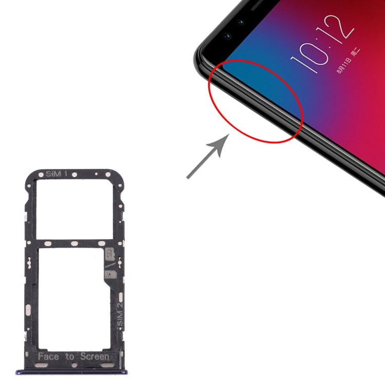 SIM Card Tray + SIM Card Tray / Micro SD Card Tray for Lenovo K9 I38043 (Blue)