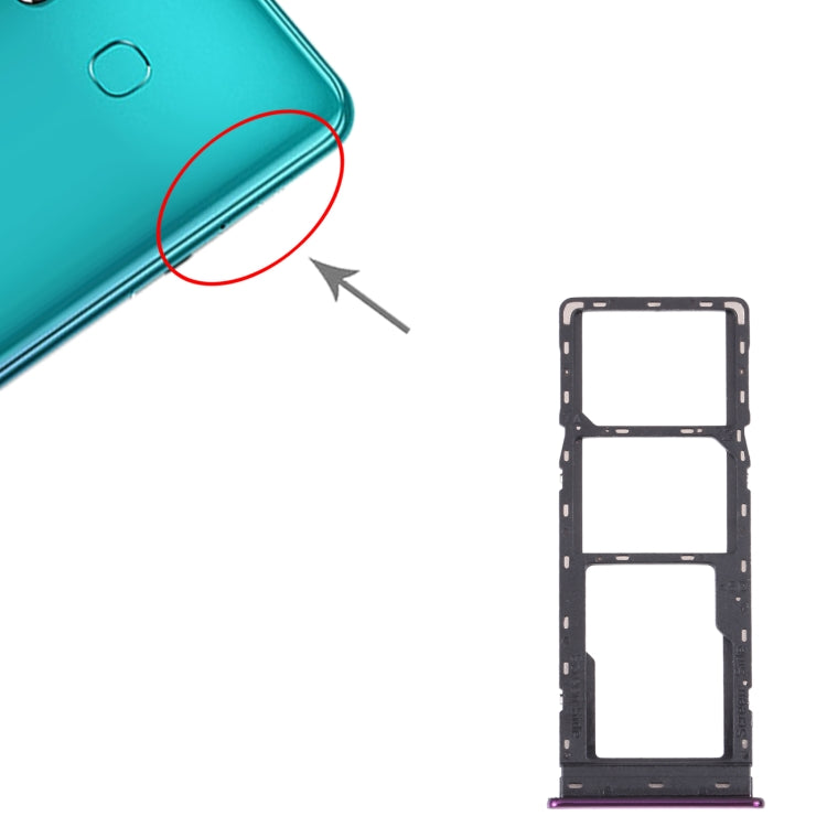 For Tecno Pop 3 Plus SIM Card Tray + SIM Card Tray + Micro SD Card Tray (Purple)