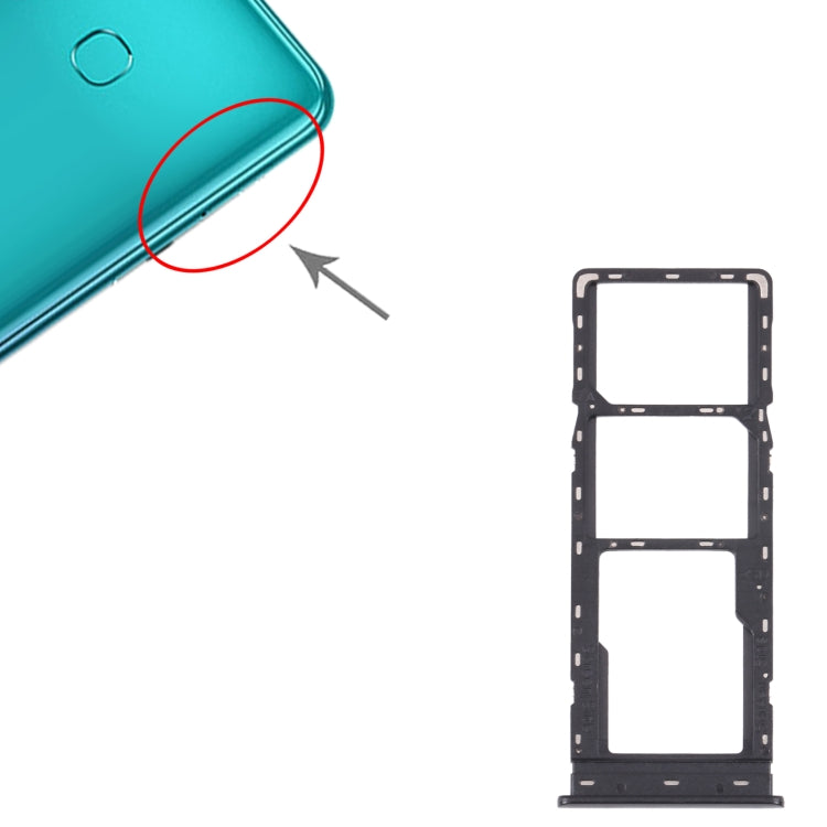 For Tecno Camon 16 Pro SIM Card Tray + SIM Card Tray + Micro SD Card Tray (Black)