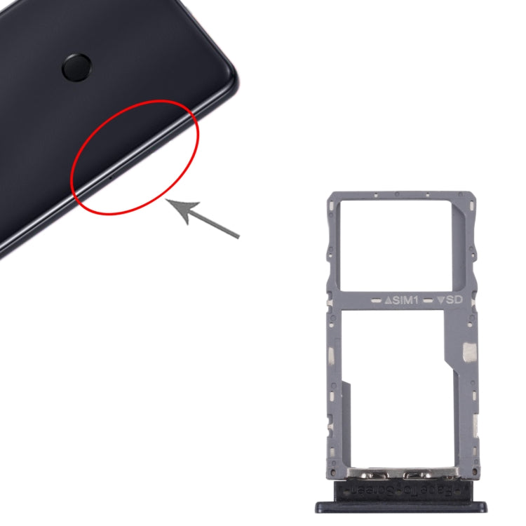 For Alcatel 3V 2019 5032 5032D 5032A 5032J SIM Card Tray + Micro SD Card Tray (Black)