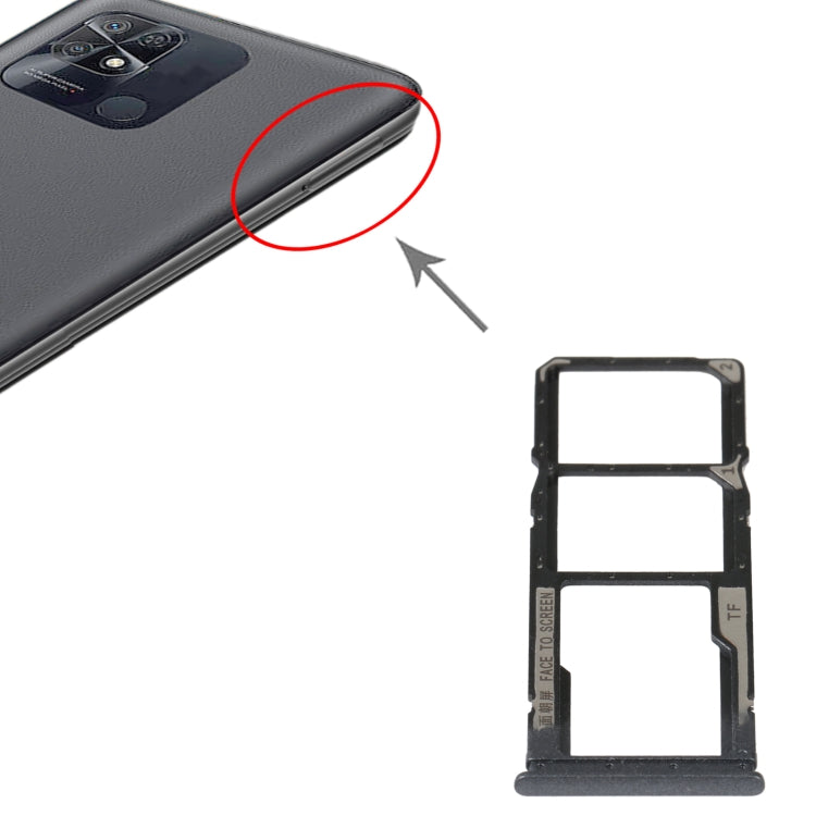 SIM Card Tray + SIM Card Tray + Micro SD Card Tray For Xiaomi Redmi 10 Power (Black)