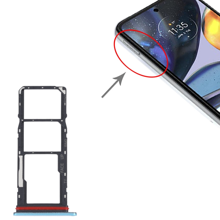For Motorola Moto G22 SIM Card Tray + SIM Card Tray + Micro SD Card Tray