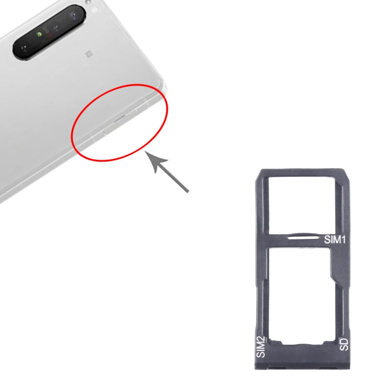 For Sony Xperia 1 II Original SIM Card Tray + SIM / Micro SD Card Tray  - Black