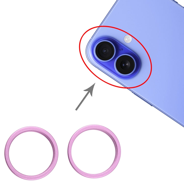 For iPhone 16 2pcs/set Rear Camera Glass Lens Metal Outside Protector Hoop Ring