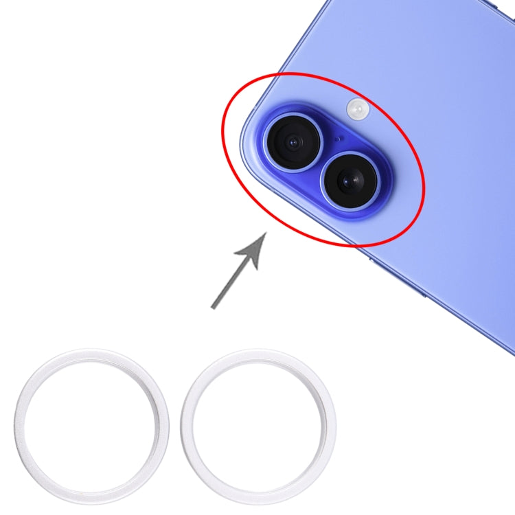 For iPhone 16 2pcs/set Rear Camera Glass Lens Metal Outside Protector Hoop Ring