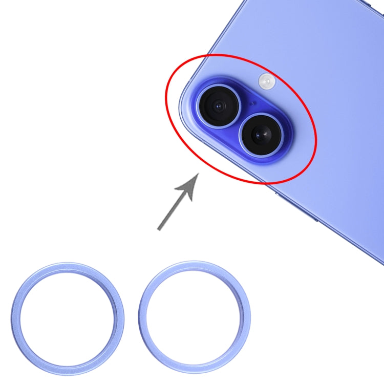 For iPhone 16 Plus 2pcs/set Rear Camera Glass Lens Metal Outside Protector Hoop Ring
